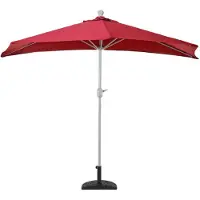 Mendler Parla halfronde parasol, balkonparasol, UV 50+ polyester/aluminium 3kg ~ 300cm bordeaux met voet