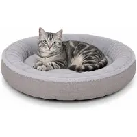 Lionto donut kattenbed Ø65, zacht, wasbaar & met antislip onderzijde, grijs