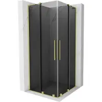 Mexen Velar L Duo schuifdouchecabine 80 x 80 , grafiet, geborsteld goud - 871-080-080-02-43-55