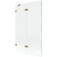 Mexen Lunar badwand links 2-delig 110 x 150 , transparant, geborsteld koper - 897-110-100-65-00-L