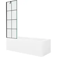 Mexen Cubik rechthoekig bad 160 x 70 met ombouw en 1-delige scherm 60 , zwart patroon - 550316070X9506007077