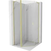 Mexen Mist L vijfhoekige douchecabine scharnierend 100 x 100 , transparant, goud geborsteld - 8A8L-100-100-55-00