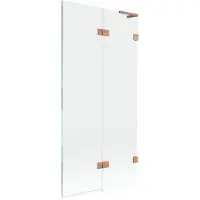 Mexen Lunar L badscherm 2-delig rechts 90 x 150 , transparant, geborsteld koper - 897L-090-100-65-00-P