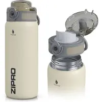 Zipro Thermosbeker 700ml - Thermosfles RVS - Lekvrij - Dubbelwandig - BPA-Vrij - Beige