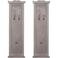 MCW Set van 2 kapstokken T33, wandkapstok, kapstokpaneel, wandhaken hout 109x28x4cm ~ grijsbruin shabby