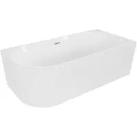 Mexen Gia vrijstaande hoekbad geribbeld rechts 150 x 75 , wit glans, chroom overloop - 52701507500P-01