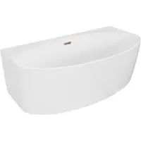 Mexen Bruna vrijstaande wandbad 170 x 88 , wit glanzend, overloop roségoud - 52731708800-60