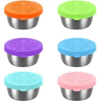 Torribaly 6-Pack Salade Dressing Container to Go, 40 ml herbruikbare kleine sauscontainers met deksels, lekvrij siliconen