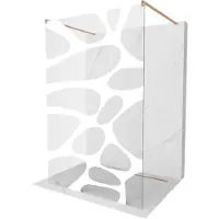 Mexen Kioto vrijstaande douchewand 130 x 200 , witte golf 8 mm, geborsteld koper - 800-130-002-65-97