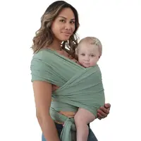 Mushie Baby Draagdoek | Katoen en Elastaan | Sling voor Pasgeborenen en Baby's 8-35 lbs (Roman Green)