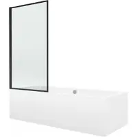 Mexen Cube rechthoekig bad 170 x 80 met ombouw en 1-deurig scherm 80 , zwart patroon - 550517080X9308017070