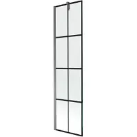 Mexen Next badwand scherm 1-vleugelig 50 x 150 , zwart raster, gun metal - 895-050-000-00-77-95