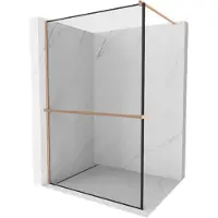 Mexen Kioto+ douchewand met plank Walk-in 100 x 200 , zwart frame, geborsteld koper - 800-100-121-65-70