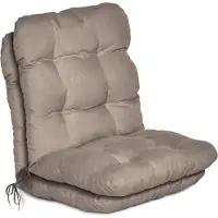 Beautissu Flair NL Stoelkussen Set 2x Lage Rugleuning 100x50x8 cm Taupe – Tuinstoelkussen