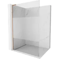 Mexen Kioto L douchezuil Walk-in 90 x 200 , transparant/geëtst, geborsteld koper - 800-090-103-65-35