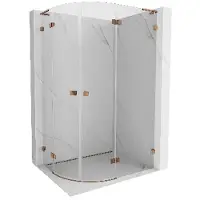 Mexen Lunar L halfronde douchecabine scharnierend rechts 100 x 90 , transparant, roze goud - 833L-100P-090L-60-00