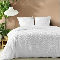 Douceur d'intérieur Dekbedovertrek - BINNENZACHTHEID - 220x240cm - Ultra zachte touch - Tufted afwerking - Wit
