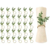 Semoic Servetringen Set van 30 Rustieke Eucalyptus Blad Hout