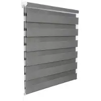 Helloshop26 Store enrouleur gestreept dag en nacht transparante of verduisterende venster met houtlook 70x150cm grijs 19_0000812