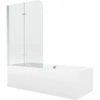Mexen Cube rechthoekig bad 180 x 80 met ombouw en 2-delige scherm 100 , transparant, chroom - 550518080X9010020100