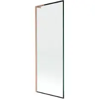 Mexen Next L badwandpaneel 1-deurs 70 x 150 , zwart frame, geborsteld koper - 895-070-000-03-70-65