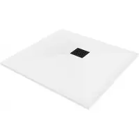 Mexen Stone+ composieten vierkante douchebak 90 x 90 , wit, zwarte afdekking - 44109090-B