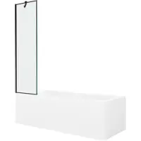 Mexen Cubik rechthoekig bad 160 x 70 met ombouw en 1-delige schermwand 50 , zwart patroon - 550316070X9505007070