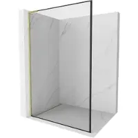 Mexen Kioto L Douchewand Walk-in 100 x 200 , zwart frame, goud geborsteld - 800-100-103-55-70
