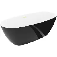Mexen Luvo Slim vrijstaande badkuip 170 x 75 , wit/zwart, overloop goud geborsteld - 52801707575-55