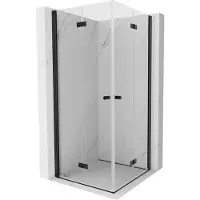 Mexen Mist-F Duo opklapbare douchecabine 80 x 80 , transparant, zwart - 8A6-080L-080P-70-00