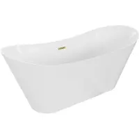 Mexen Celia vrijstaande badkuip 170 x 75 , wit, overloop goud geborsteld - 52331707500-55