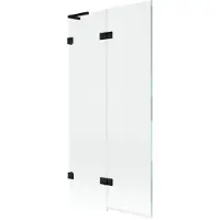 Mexen Lunar L badwand tweedelig links 90 x 150 , transparant, zwart - 897L-090-100-70-00-L