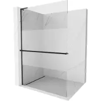 Mexen Kioto+ L douchewand met plank Walk-in 80 x 200 , transparant/ijzel, zwart - 800-080-123-70-35