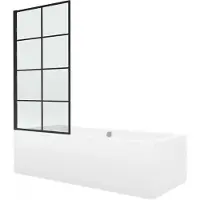 Mexen Cube rechthoekig bad 180 x 80 met ombouw en 1-delige scherm 70 , zwart patroon fix - 550518080X9307007077