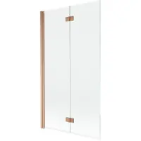 Mexen Mist douchewand 2-delig links 100 x 150 , transparant, geborsteld koper - 8A9-100-002-65-00-L