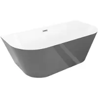 Mexen Oval Slim vrijstaande/aan de muur liggende badkuip 170 x 80 , wit/grijs, overloop gun metal - 52661708062-95