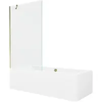 Mexen Cube rechthoekig bad 180 x 80 met bekleding en 1-delige scherm 100 , transparant, goud - 550518080X9510000050