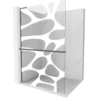 Mexen Kioto+ L Douchewand met plank Walk-in 110 x 200 , witte golf, geborsteld gun grijs - 800-110-123-66-97