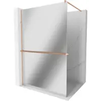 Mexen Kioto+ douchewand met plank Walk-in 100 x 200 , spiegel, geborsteld koper - 800-100-121-65-50