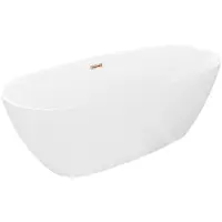 Mexen Luvo Slim vrijstaande badkuip 170 x 75 , wit, overloop roségoud - 52801707500-60