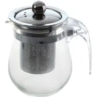 MaxPower 350 ml hittebestendige theepot van helder glas, roestvrijstalen theepot met infuser
