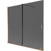 Mexen Velar badwand scherm 2-delige schuifbaar 170 x 150 , grafiet, roze goud - 896-170-000-41-60