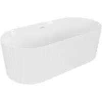 Mexen Paola vrijstaande geribbelde badkuip 170 x 80 , wit glans, witte overloop - 52721708000-20