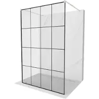 Mexen Kioto vrijstaande douchewand 130 x 200 , zwart raster 8 mm, geborsteld nikkel - 800-130-002-97-77