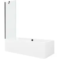 Mexen Cube rechthoekig bad 180 x 80 met ombouw en 1-vleugelig scherm 60 , transparant, zwart - 550518080X9506000070