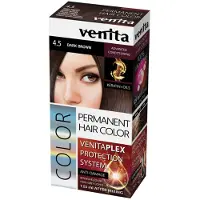 Venita KERATINE PLEX Dark Brown / Donkerbruin 4.5 HOOGWAARDIGE INTENSIEVE PERMANENTE Haarverf met KERATINE en NATUURLIJKE OLIËN met 3-Voudig Haarbescherming Systeem 125ml