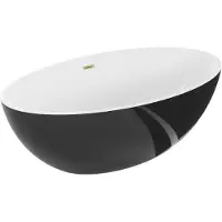 Mexen Nike vrijstaande badkuip 175 x 100 , wit/zwart, overloop goud geborsteld - 54071751075-55