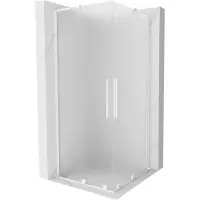 Mexen Velar L Duo douchecabine schuifdeur 100 x 100 , matglas, wit - 871-100-100-02-33-20