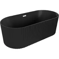 Mexen Paola vrijstaande geribbelde badkuip 170 x 80 , zwart mat, witte overloop - 52721708071-20