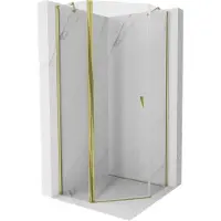 Mexen Mist vijfhoekige douchecabine met scharnierdeur 80 x 80 , transparant, goud - 8A8-080-080-50-00